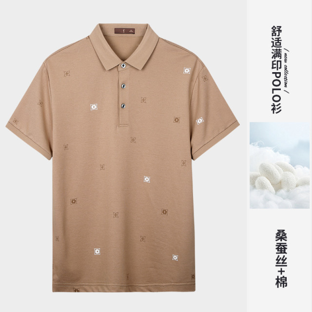 11986702.才子男装经典翻领蚕丝POLO衫商务休闲短袖上衣 82252M0421