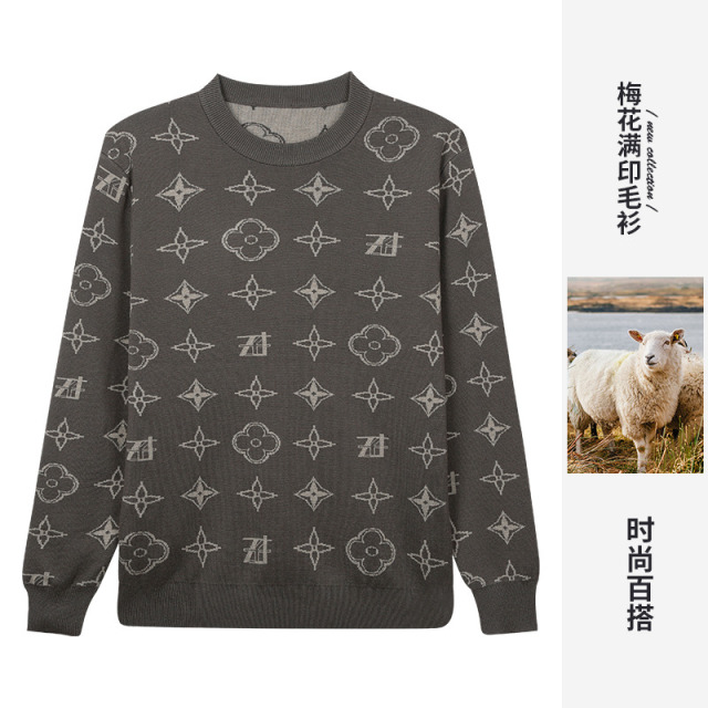 12650318.才子男装才子男装梅花满印提花针织衫 91256M1820