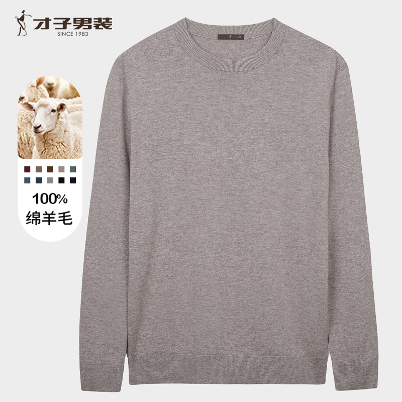 12650305.才子男装才子男装100%纯绵羊毛衫简约柔软针织衫 92256M0320