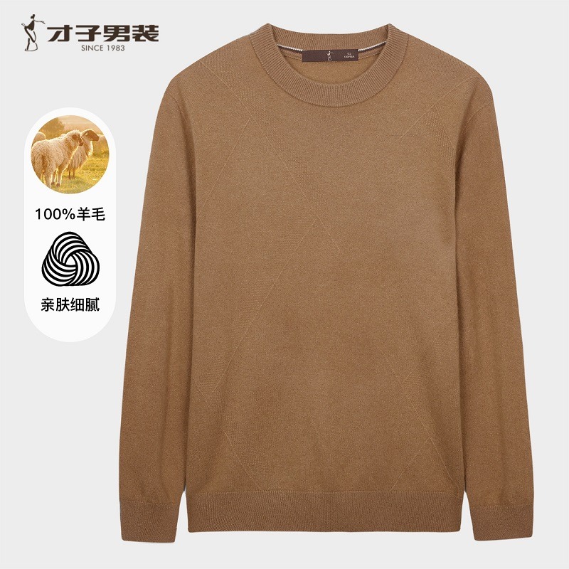 12650296.才子男装才子男装100%绵羊毛衫保暖舒适针织衫 92256M0426