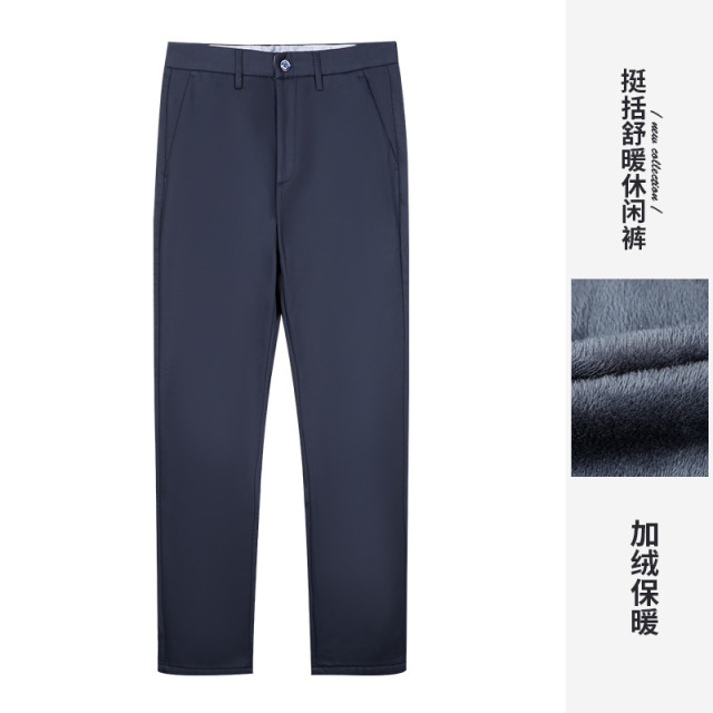 12696785.才子男装斜纹加绒保暖休闲裤男士简约直筒长裤 51258M0320