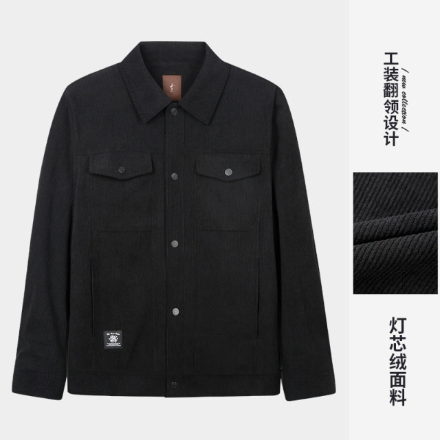 12696799.才子男装灯芯绒翻领夹克男士时尚休闲外套 22255E0821