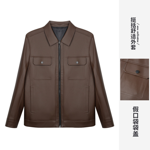 12696807.才子男装型男都市品质皮夹克男士简约百搭外套 22255M1221