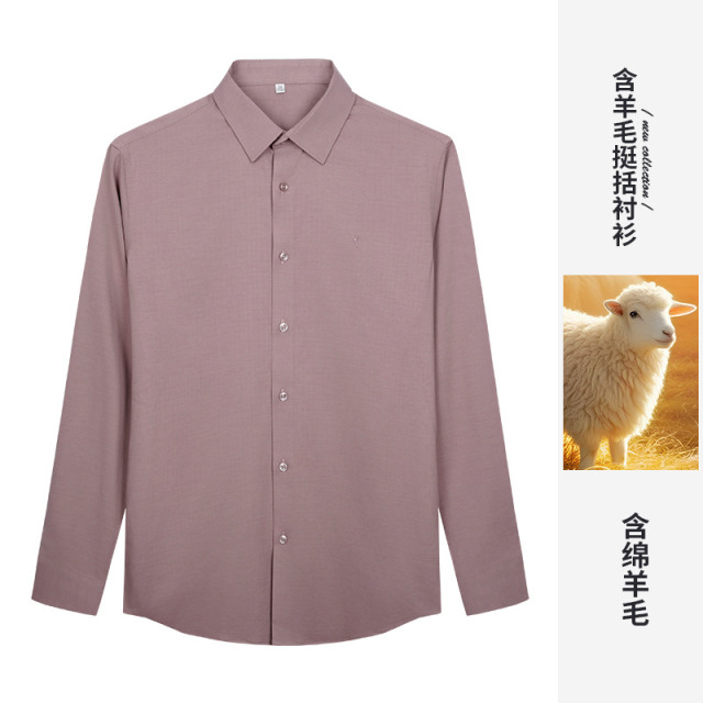 12947845.才子男装含绵羊毛刺绣衬衫男士商务休闲衬衣 11261M0311