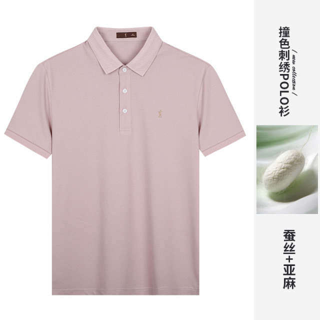 13478835.才子男装桑蚕丝亚麻混纺POLO夏季冰感通勤 82262M0521
