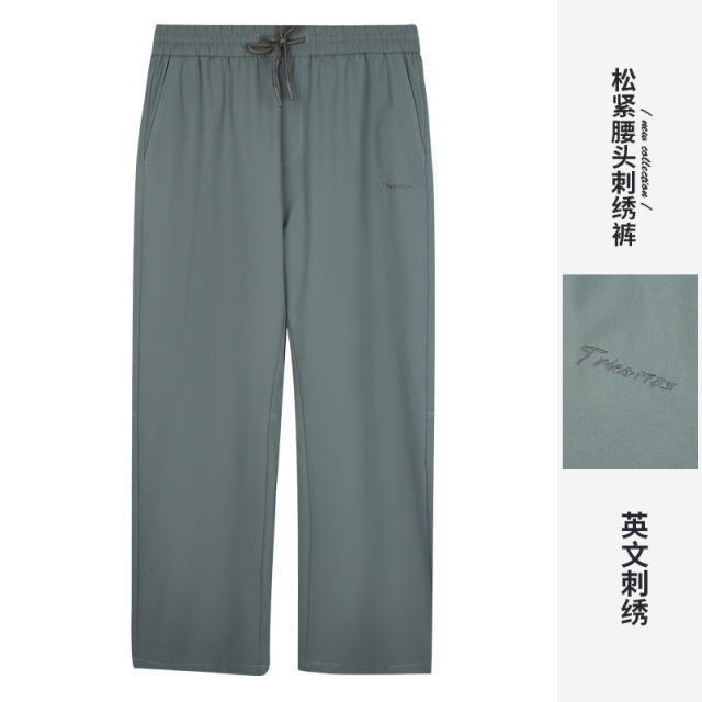 13602842.才子男装宽松阔腿松紧腰带英文刺绣休闲裤 57261M1200