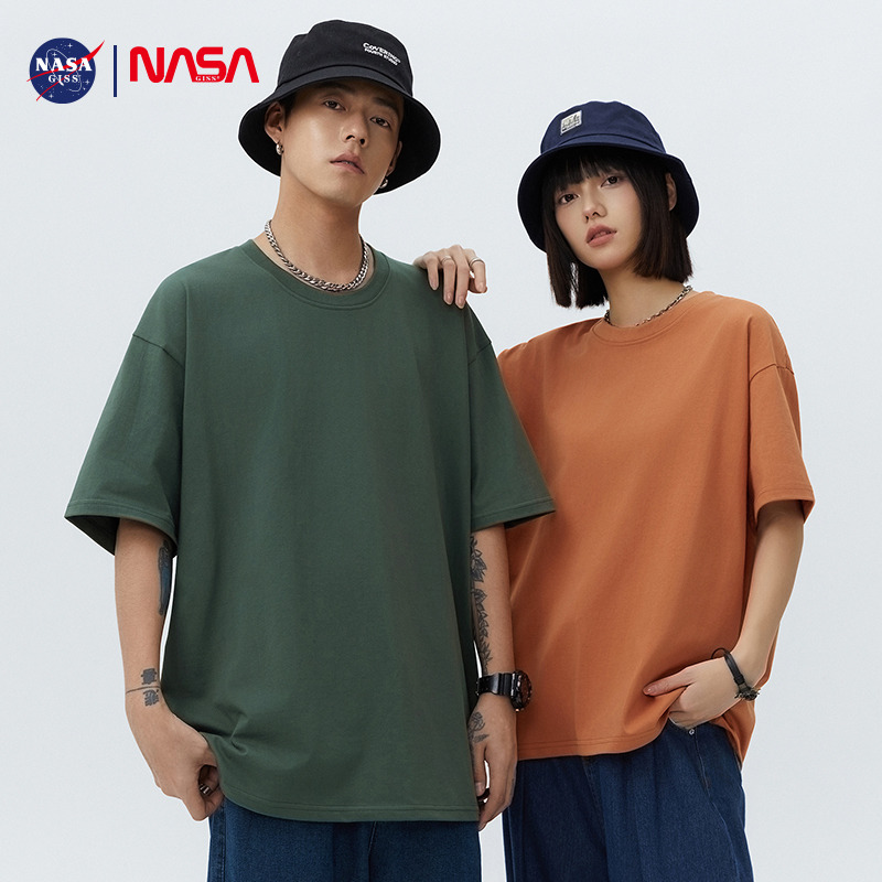 10233447.【89元3件】NASA新款基础短袖男女同款情侣美式宽松纯色休闲夏季t恤
