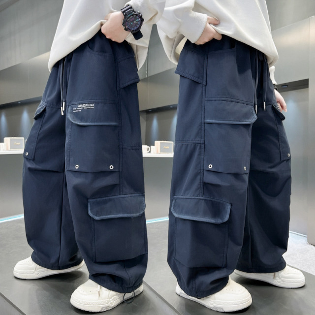 12939687.男童春秋款中大童上下双口袋工装裤