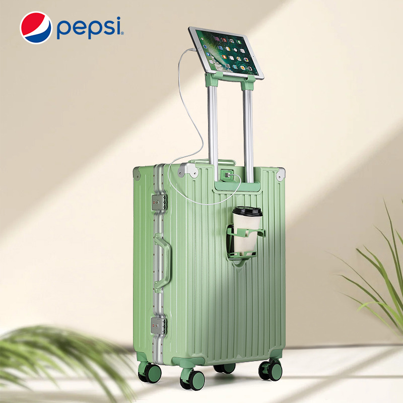 8518307.【出游推荐】Pepsi 百事 商务学生铝框多功能大容量26寸行李箱可充电24寸密码拉杆箱20寸登机旅行箱(升级款）