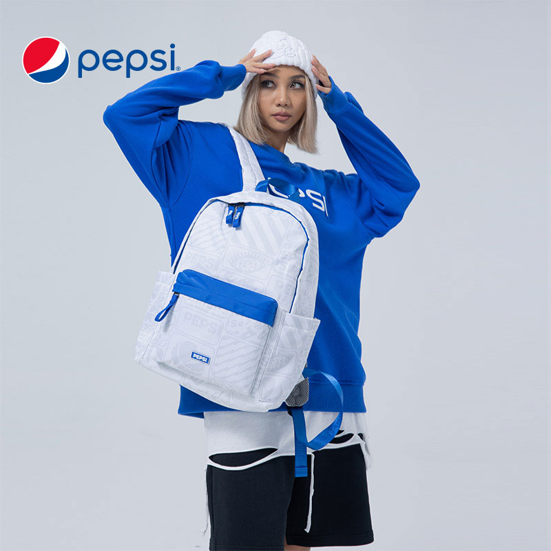 8187697.Pepsi 百事 Funny系列印花涂鸦Logo运动潮流百搭学生书包旅行包大容量双肩包