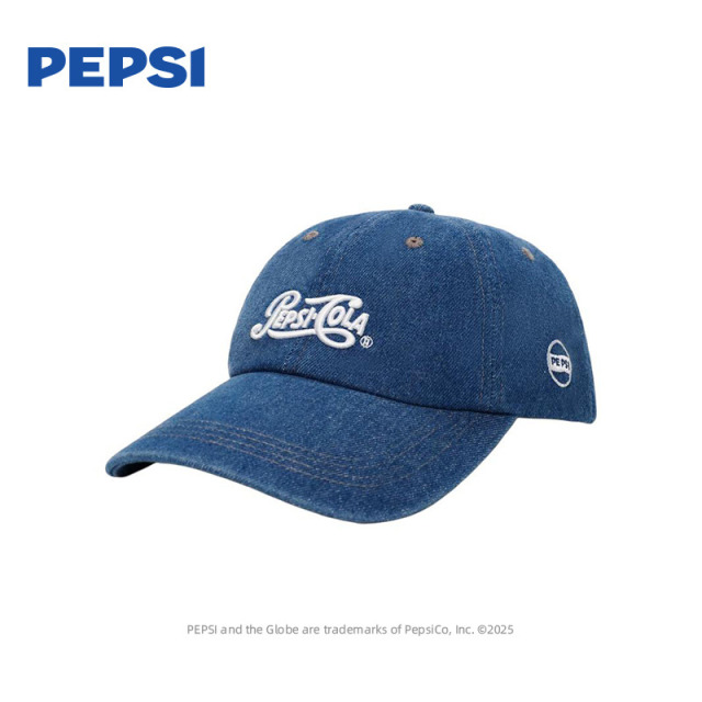 12535255.Pepsi百事 时尚潮流美式复古牛仔蓝棒球帽百搭遮阳运动鸭舌帽