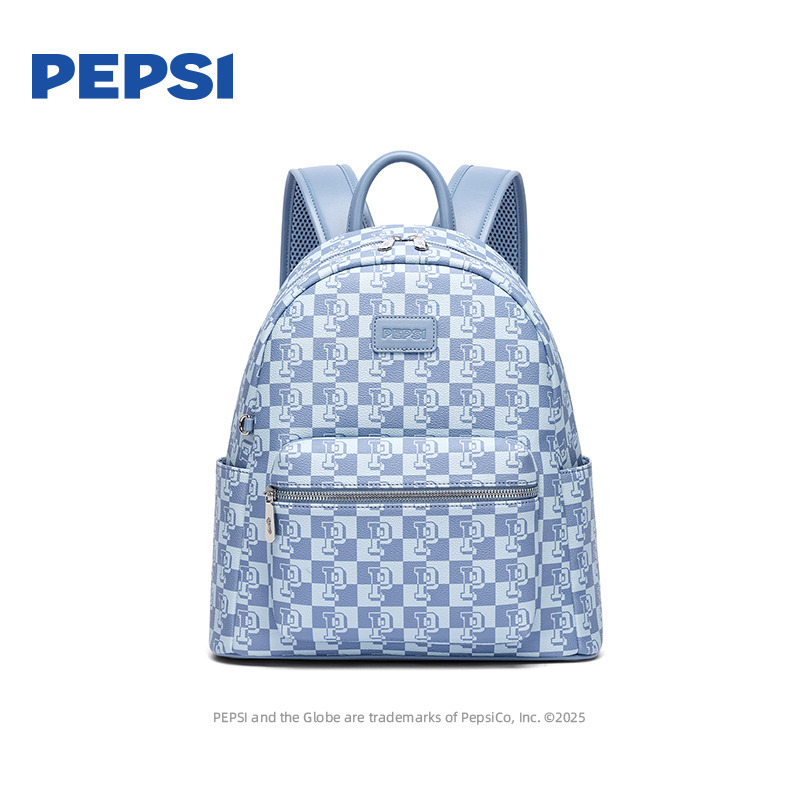 12845759.Pepsi百事棋盘格双肩包女商务通勤出游潮流书包百搭背包