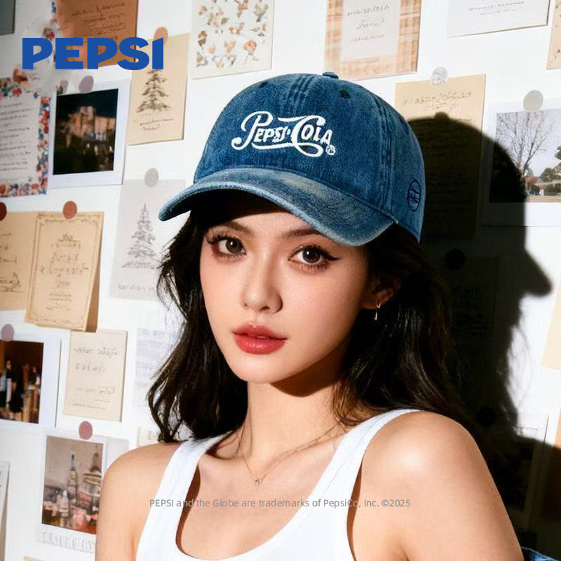 12844022.Pepsi百事 复古棒球帽刺绣鸭舌帽休闲百搭运动男女防晒遮阳帽