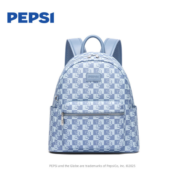 12845759.Pepsi百事棋盘格双肩包女商务通勤出游潮流书包百搭背包