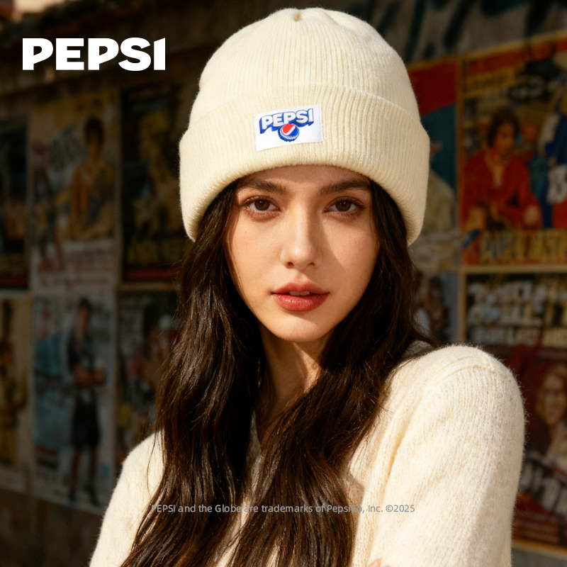 12938704.Pepsi百事潮牌帅护耳帽加厚保暖棉帽韩版冷帽显脸小针织帽百搭高级感绒绒帽