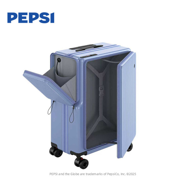 12934786.Pepsi百事侧开盖前置开口可登机旅行扩容多功能商务出游耐用密码箱行李箱