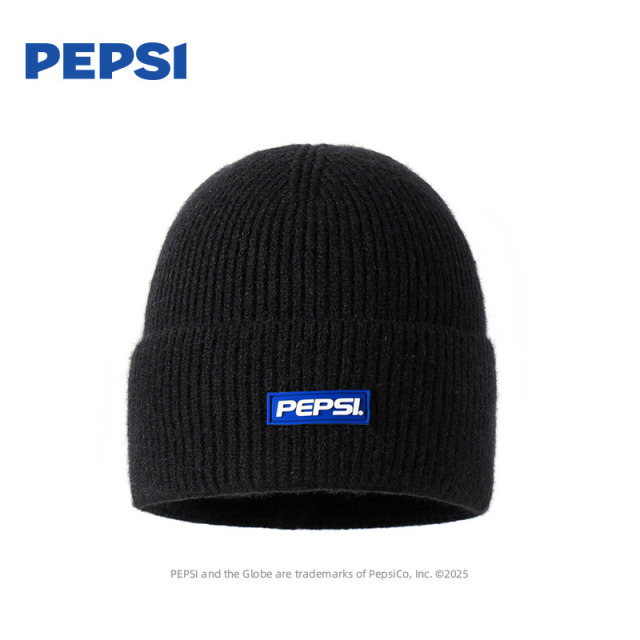 12936194.Pepsi百事时尚柔软秋冬保暖针织护耳加厚骑行套头防寒高级感百搭绒绒帽
