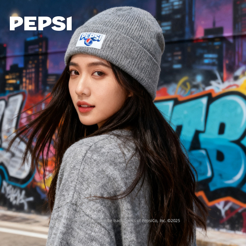 12940204.Pepsi百事潮牌帅护耳帽加厚保暖棉帽韩版冷帽显脸小针织帽绒绒帽