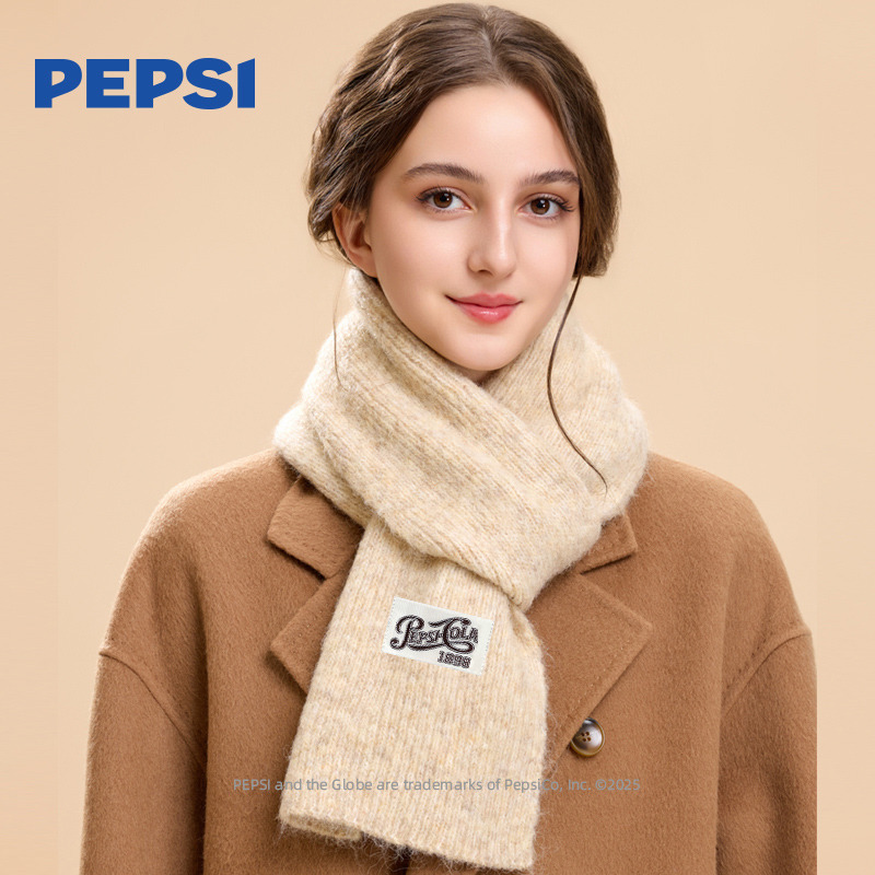 12935938.Pepsi百事冬季软糯针织保暖加厚ins学生百搭时尚高级感出游外出绒绒围巾