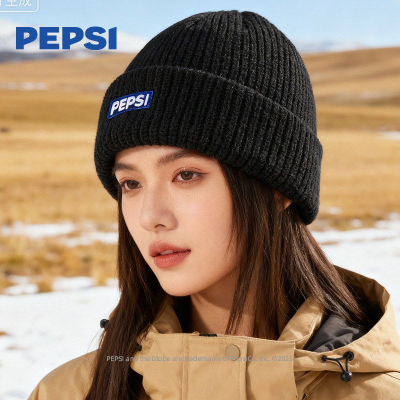 12940612.Pepsi百事潮酷帅气加厚l冷帽防风保暖护朵大头围毛绒针织绒绒帽