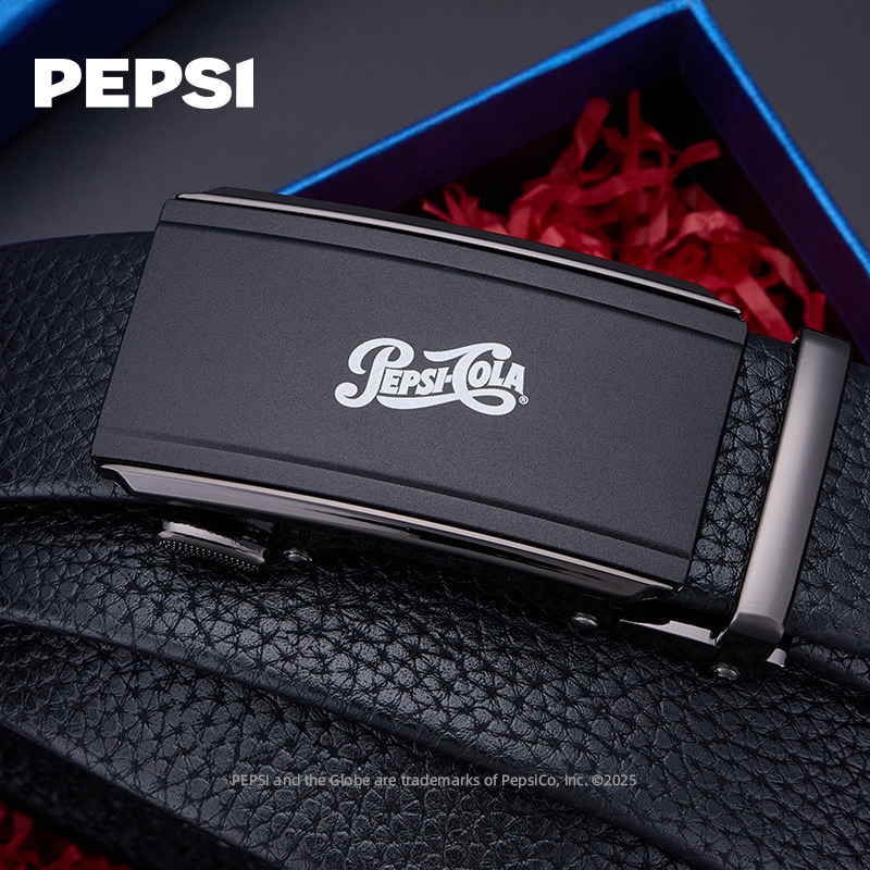 12966352.Pepsi百事商务高档腰带青年休闲潮流裤带牛剖层移膜革男款皮带