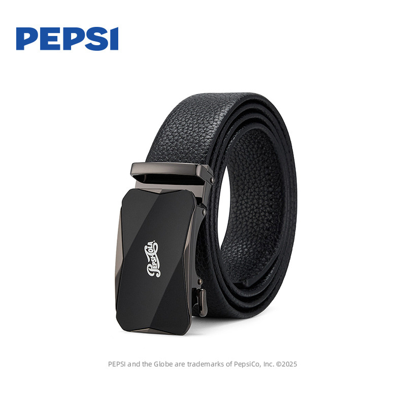 12965941.Pepsi百事商务时尚经典百搭自动扣简约潮流轻奢牛剖层移膜革皮带
