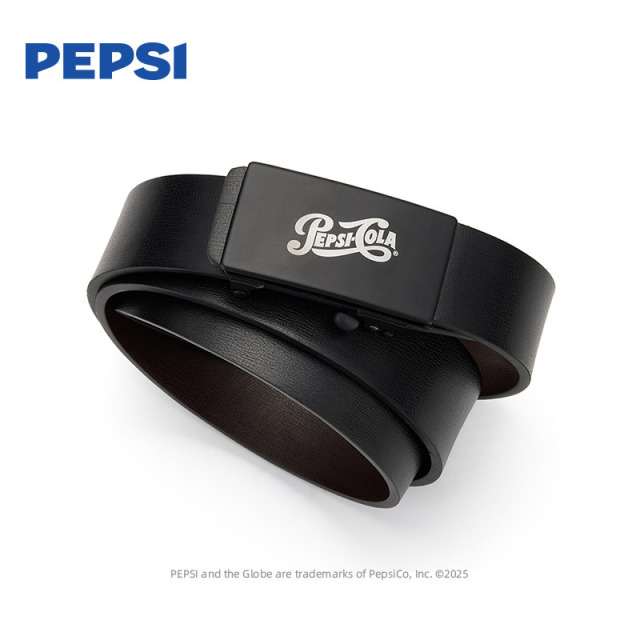 12966358.Pepsi百事时尚无牙自动扣内穿腰带商务百搭裤带牛剖层移膜革皮带