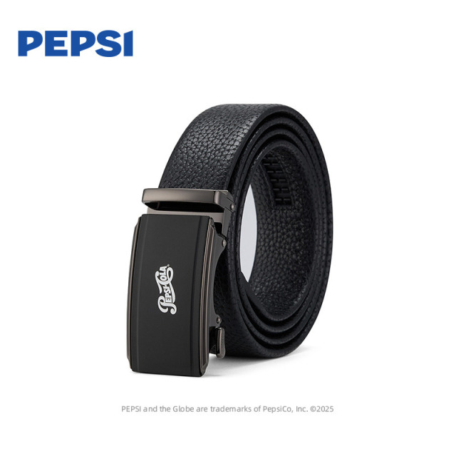 12966352.Pepsi百事商务高档腰带青年休闲潮流裤带牛剖层移膜革男款皮带