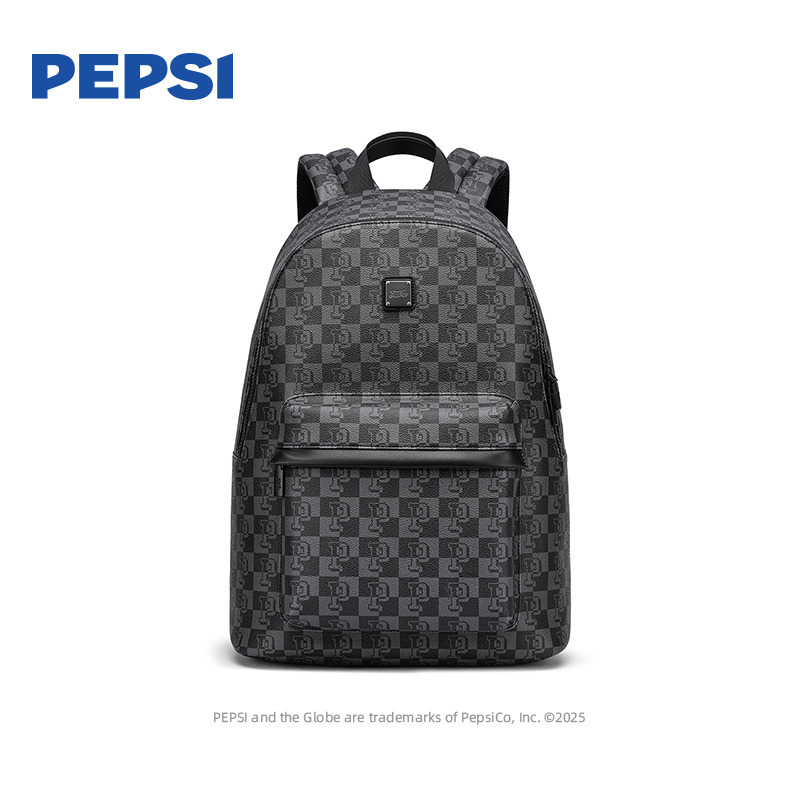 13134675.Pepsi百事复古皮质双肩包男女通勤旅行大容量背包时尚高级感百搭