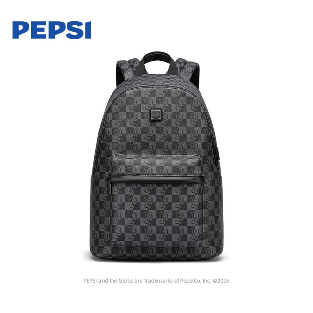 13134675.Pepsi百事复古皮质双肩包男女通勤旅行大容量背包时尚高级感百搭