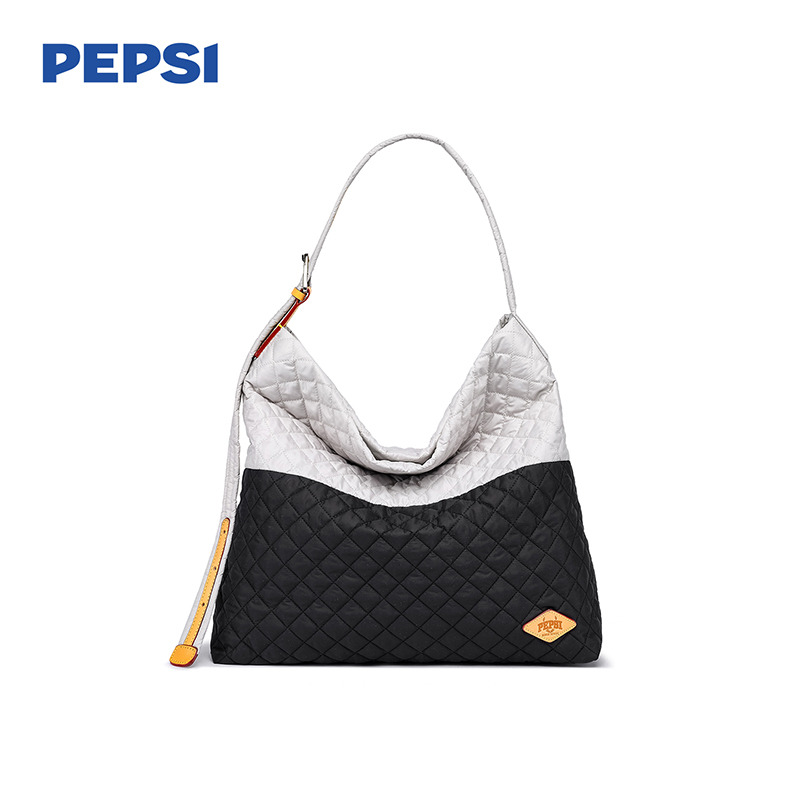 13134927.Pepsi百事菱格纹通勤托特包女大容量轻便时尚羽绒单肩手提包
