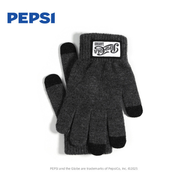 12940607.Pepsi百事秋冬季针织毛绒保暖户外骑行触屏开车加厚羊毛手套