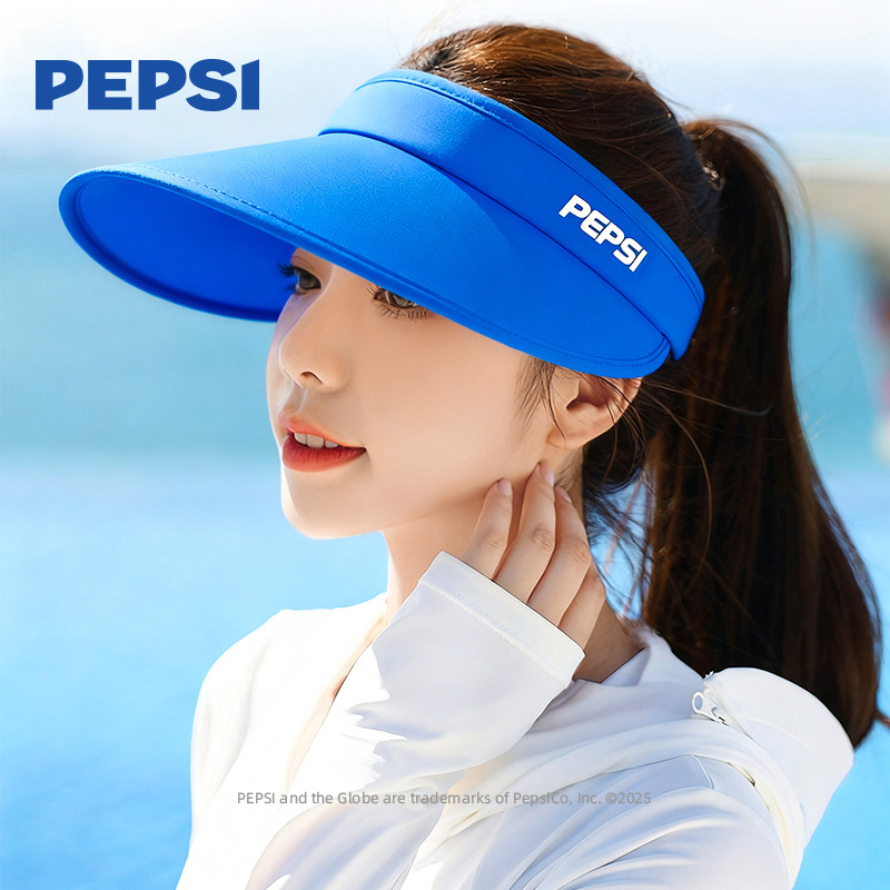 12535538.Pepsi百事 防晒空顶帽男女户外运动旅游出行沙滩大宽檐遮阳帽