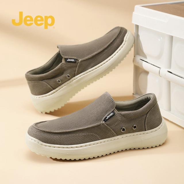 13193706.jeep吉普男鞋2024新款夏季正品帆布鞋男透气休闲老北京一脚蹬布鞋