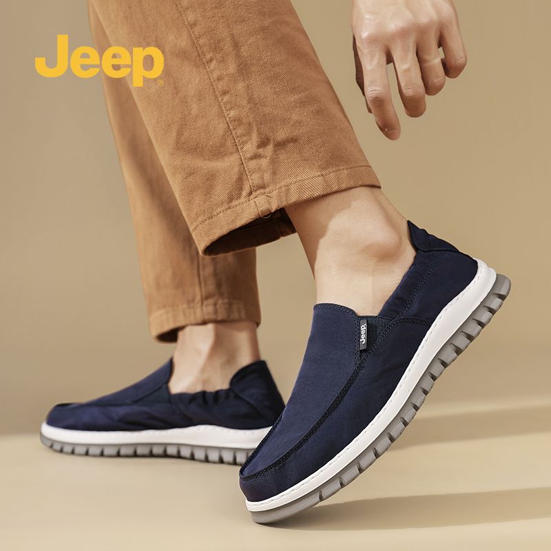 13193705.jeep吉普男鞋2024夏季新款透气老北京布鞋男一脚蹬运动厚底休闲鞋