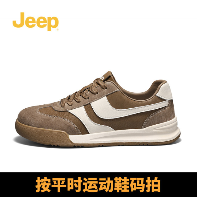 13194529.jeep吉普男鞋2025新款春秋阿甘板鞋百搭潮流增高休闲复古真皮潮鞋