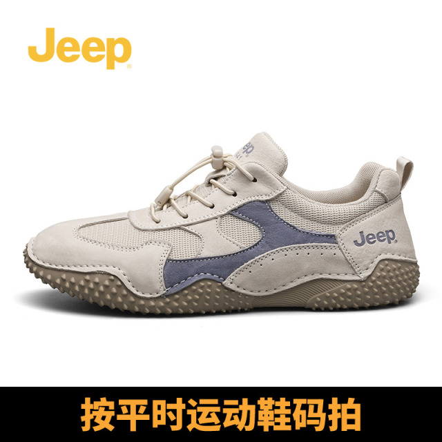 13194513.jeep吉普男鞋2025新款春秋一脚蹬懒人休闲鞋子男百搭豆豆真皮潮鞋