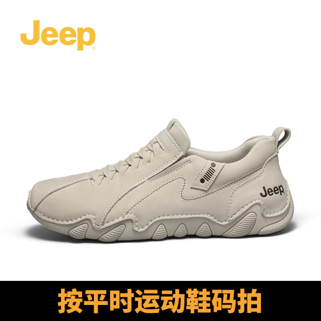 13194510.jeep吉普男鞋2025新款春秋一脚蹬懒人休闲鞋百搭真皮豆豆户外潮鞋