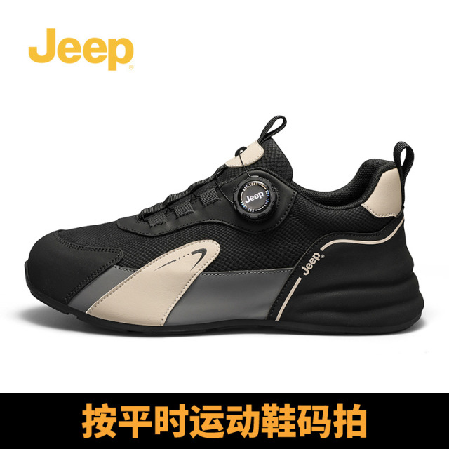 13194507.jeep吉普男鞋2025新款春秋旋转纽扣运动休闲鞋子百搭增高跑步潮鞋