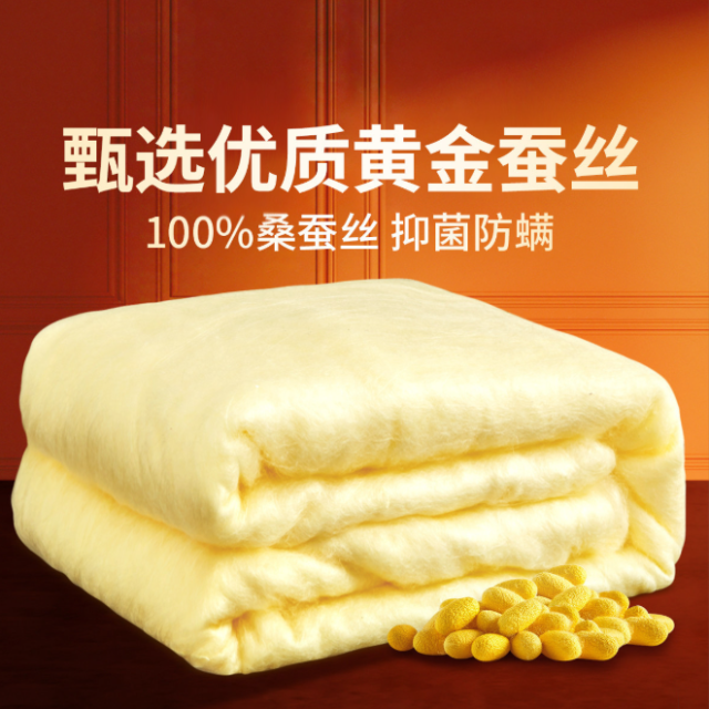 12494575.【黄金丝二合一子母被】100%黄金桑蚕丝长丝优等品全棉提花面料被子被芯
