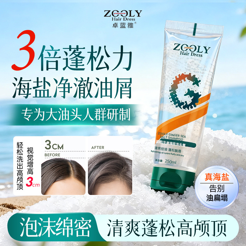13794015.【全新包装 更方便更卫生】卓蓝雅生姜海盐洗头膏控油清洁清爽蓬松洗发水250ml 单瓶