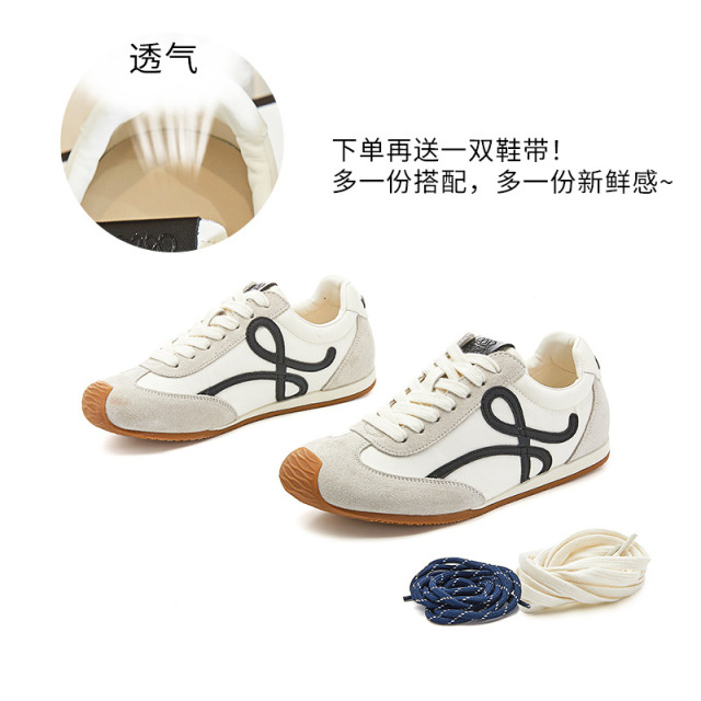 11599536.墨斯本真皮阿甘鞋女2025新款平底运动小白鞋女复古华夫鞋百搭德训鞋11738
