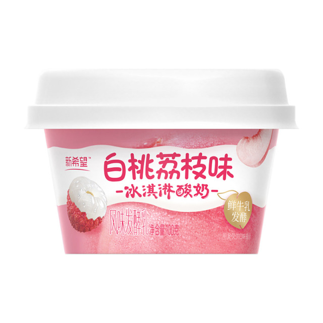 12627655.【到手12杯】新希望白桃荔枝冰淇淋酸奶100ml*12 生牛乳发酵 美味轻负担
