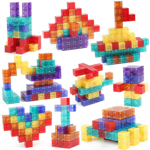 12488653.【正方体磁力积木】方块积木DIY磁吸益智拼装玩具 100/200pcs 送收纳箱