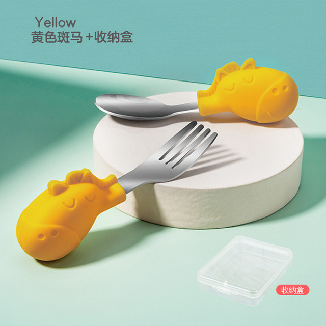 12848374.娜拉宝贝316不锈钢叉勺小宝宝辅食工具学吃饭勺子短柄婴幼儿童餐具训练叉子餐具套装小孩吃饭用品