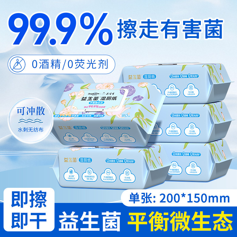 13597033.【雷帕姆】湿厕纸80抽大包家庭装柔软亲肤湿厕纸可冲散