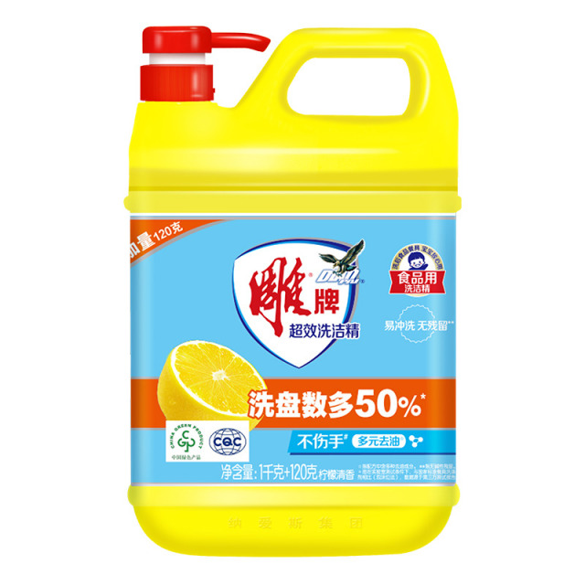 12329207.雕牌洗洁精家庭装家用1.12kg大桶厨房洗碗液超效洗碗机洗涤剂按压