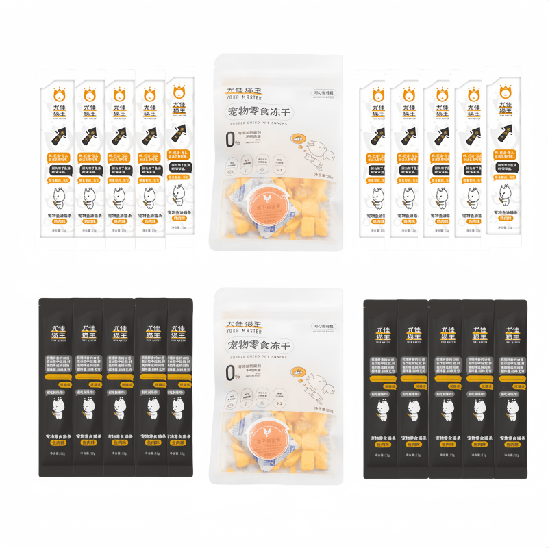 12394908.【蛋黄20g*1+猫条12g*10】尤佳猫王冻干鸡蛋黄零食成猫幼猫磨牙零食鱼肉猫条湿粮试吃礼包
