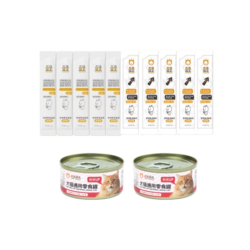 8372922.尤佳猫王鸡肉猫条12g*5+鸡肉鱼油猫条12g*5+蔓越莓汤罐85g*2