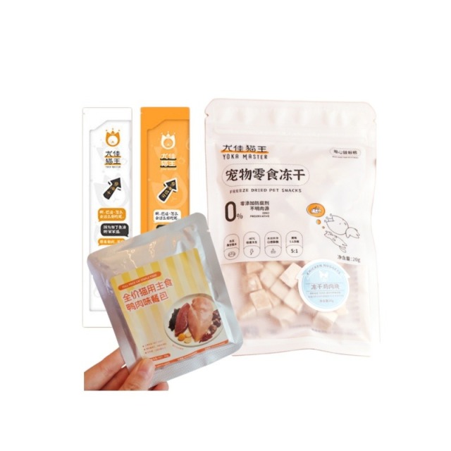 10417029.【冻干鸡肉块20g+鸭肉猫饭50g+猫条12g*2】尤佳猫王冻干零食成猫幼猫磨牙零食无谷冻猫条试吃礼包